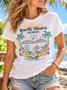 Matsumoto’s Shave Ice North Shore Hawaii Graphic Tee White Women’s Medium
